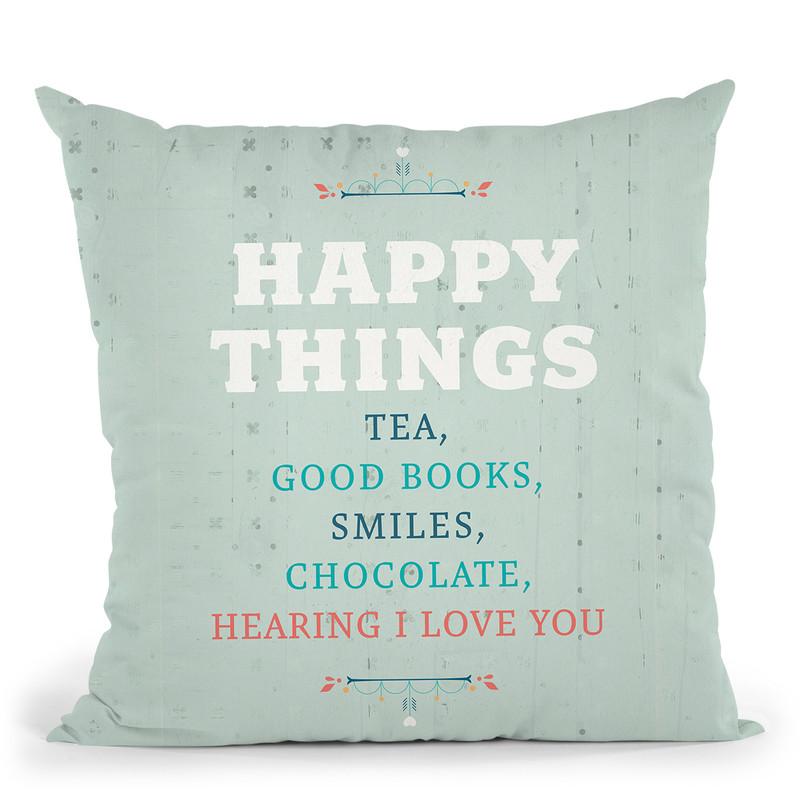 Happy Things Throw Pillow By American Flat - All About Vibe