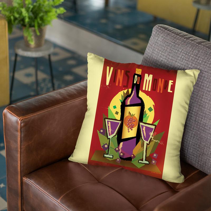 Vins Du Monde Throw Pillow By American Flat - All About Vibe