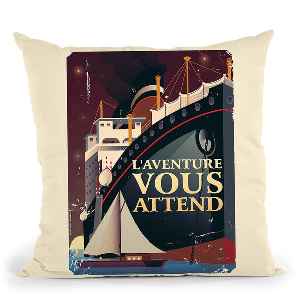 LÕAventure Vous Attend Throw Pillow By American Flat - All About Vibe