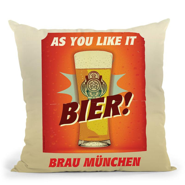 Bier Brau MŸnchen Throw Pillow By American Flat - All About Vibe