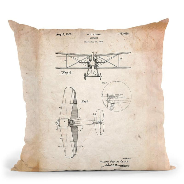 Wd Clark Plane C Throw Pillow By Cole Borders - All About Vibe