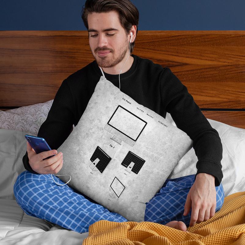 Apple Computer Blueprint Throw Pillow By Cole Borders - All About Vibe