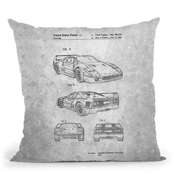 Ferrari Blueprint Throw Pillow By Cole Borders - All About Vibe