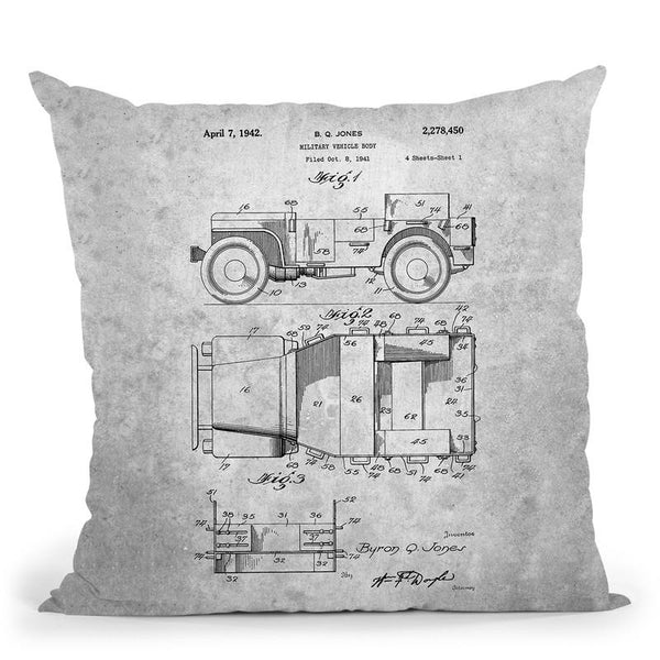 Vintage Car Blueprint Throw Pillow By Cole Borders - All About Vibe