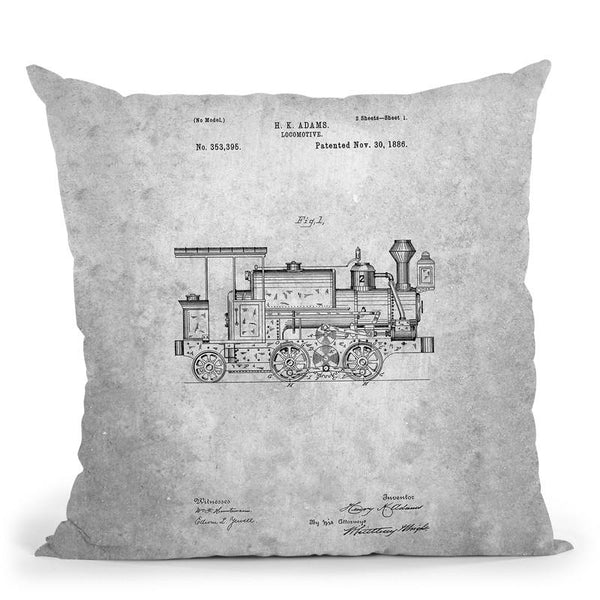 Locomotive Blueprint Throw Pillow By Cole Borders - All About Vibe
