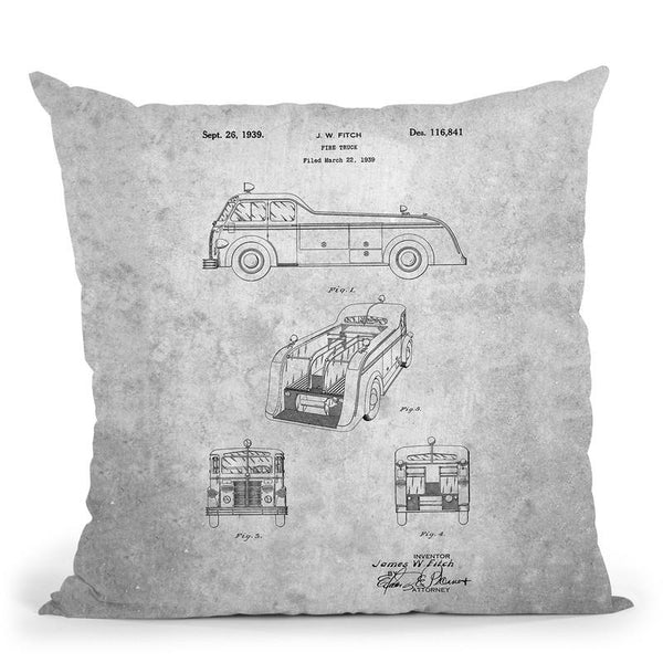 Fire Truck Blueprint Throw Pillow By Cole Borders - All About Vibe