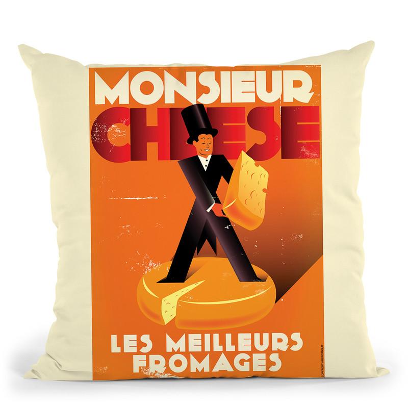 Monsieur Cheese Throw Pillow By American Flat - All About Vibe