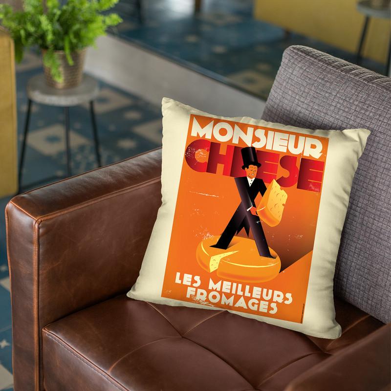 Monsieur Cheese Throw Pillow By American Flat - All About Vibe