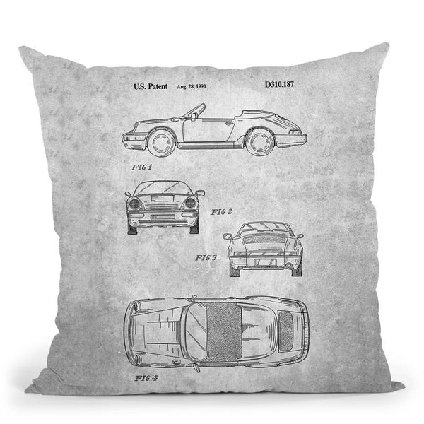 Porsche Blueprint I Throw Pillow By Cole Borders - All About Vibe