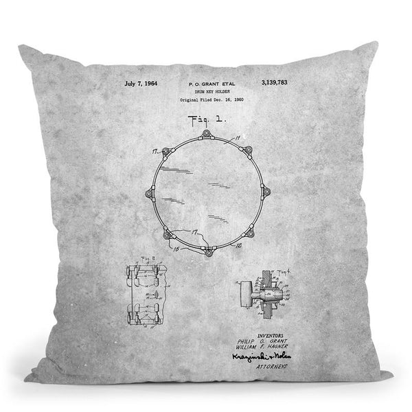 Drum Blueprint Throw Pillow By Cole Borders - All About Vibe
