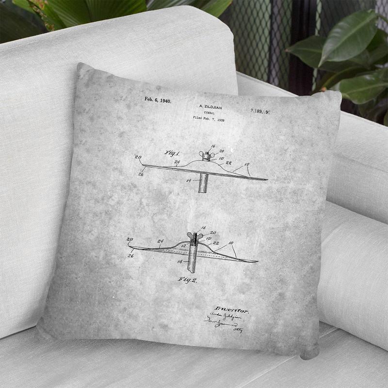 Cymbal Blueprint I Throw Pillow By Cole Borders - All About Vibe