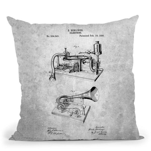 Gramophone Blueprint Throw Pillow By Cole Borders - All About Vibe