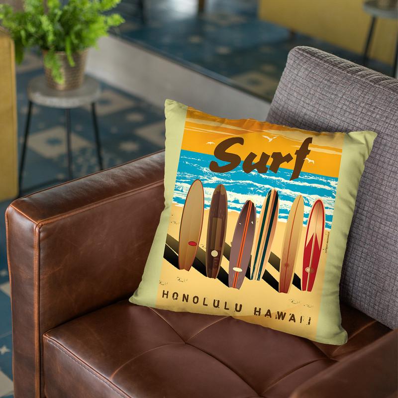 Surf Throw Pillow By American Flat - All About Vibe