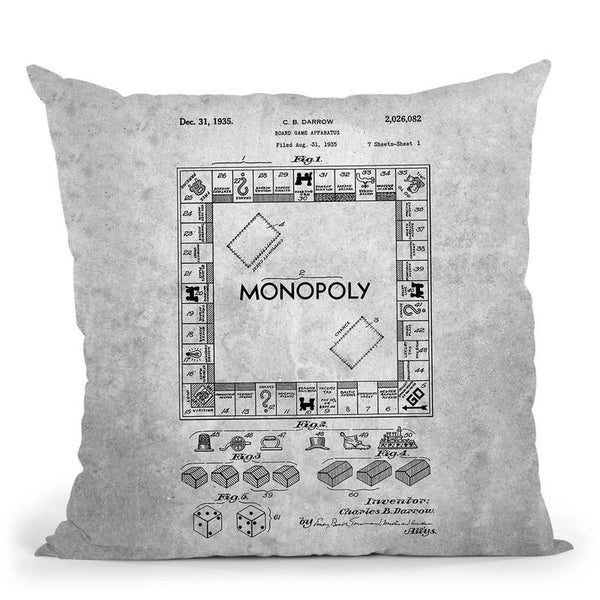 Monopoly Blueprint Throw Pillow By Cole Borders - All About Vibe