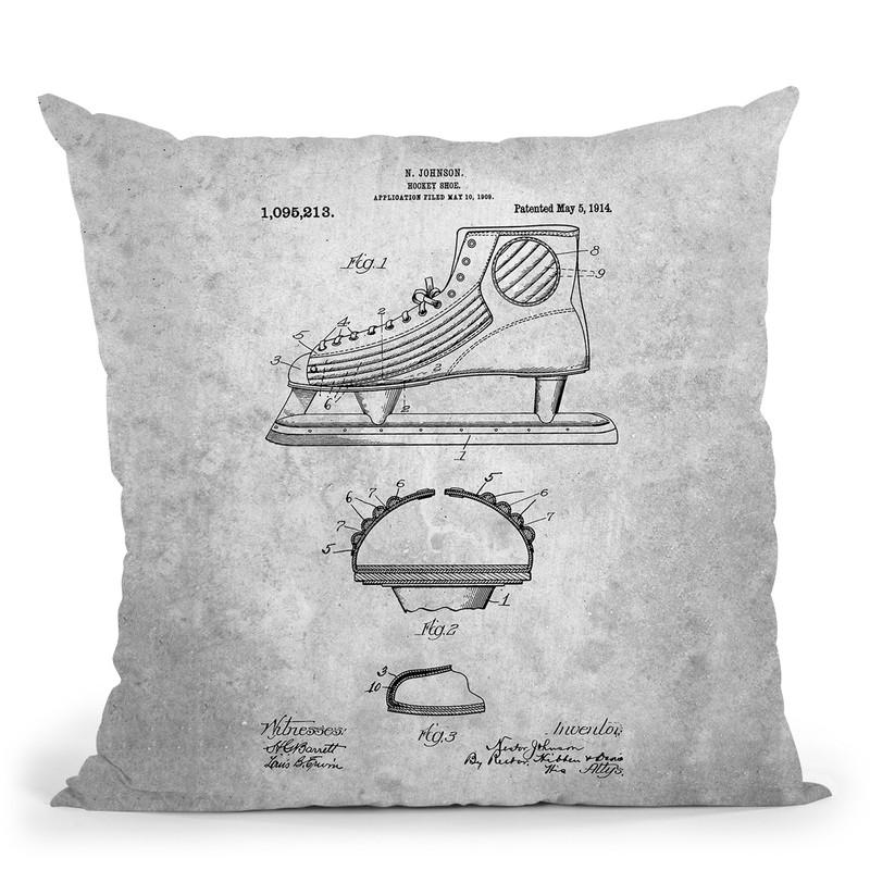 Ice Skate Blueprint Throw Pillow By Cole Borders - All About Vibe