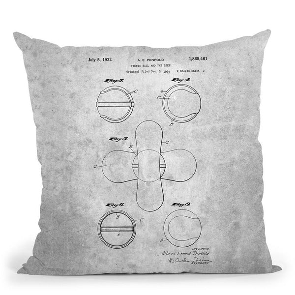 Tennis Ball Blueprint Throw Pillow By Cole Borders - All About Vibe