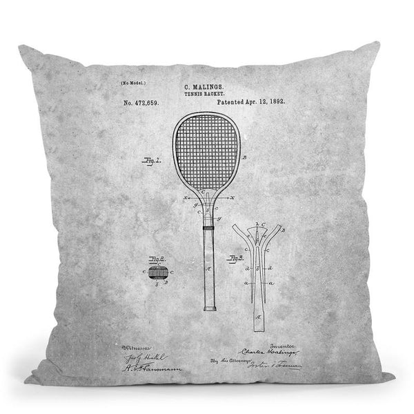 Tennis Racket Blueprint Throw Pillow By Cole Borders - All About Vibe