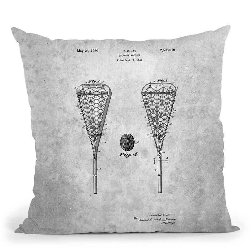 Lacrosse Kit Blueprint Throw Pillow By Cole Borders - All About Vibe