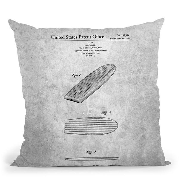 Surfboard Blueprint Throw Pillow By Cole Borders - All About Vibe
