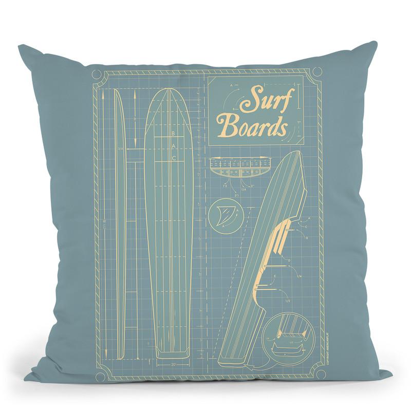 Surf Boards Throw Pillow By American Flat - All About Vibe