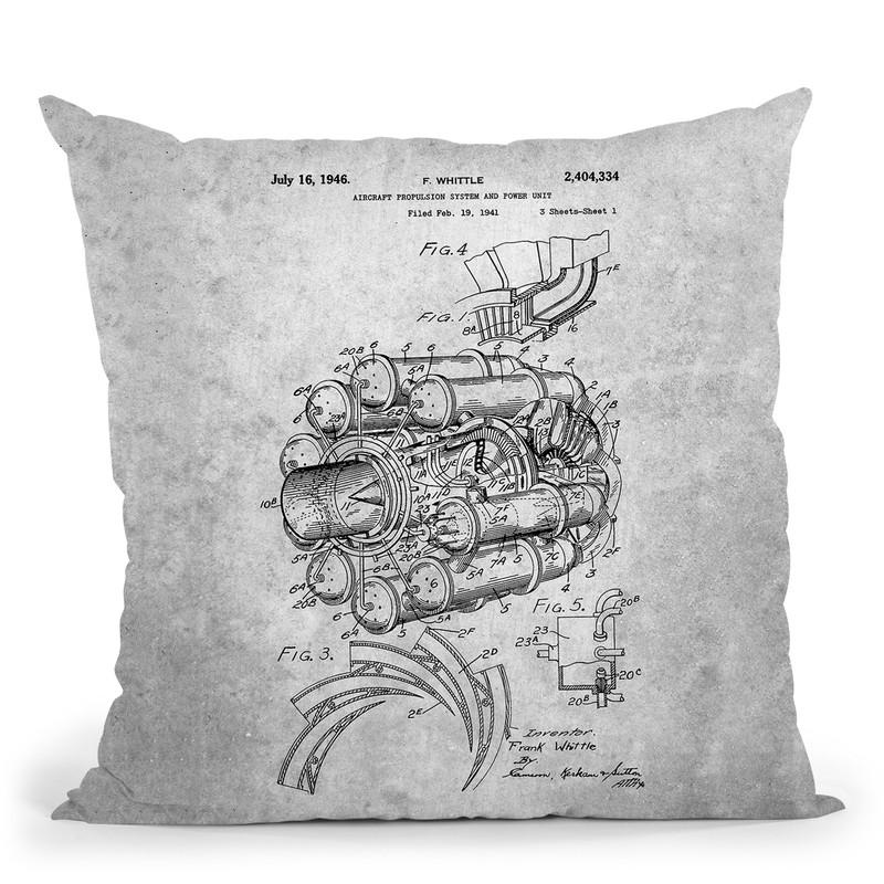 Aircraft Motor Blueprint Throw Pillow By Cole Borders - All About Vibe