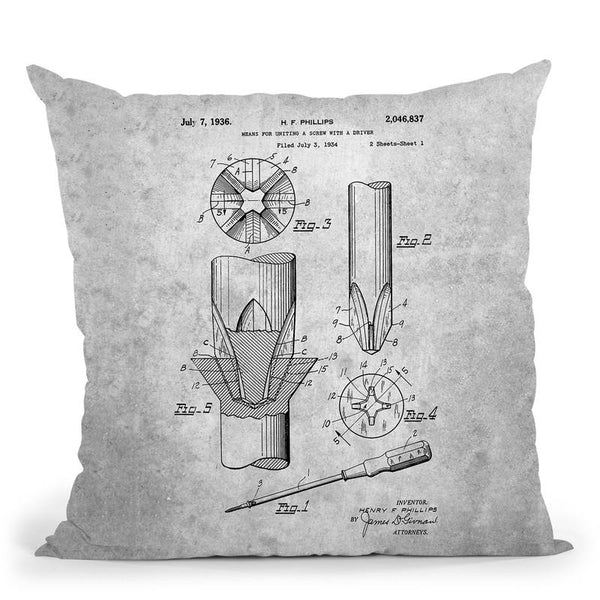 Screwdriver Blueprint Throw Pillow By Cole Borders - All About Vibe