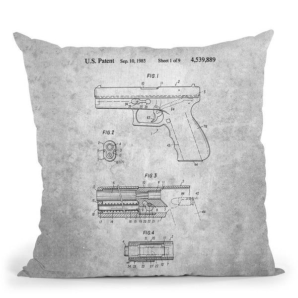 Gun Blueprint Throw Pillow By Cole Borders - All About Vibe