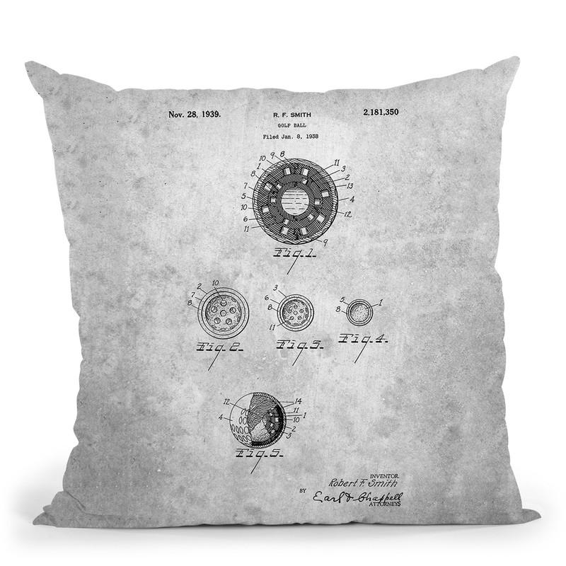 Golf Ball Blueprint Throw Pillow By Cole Borders - All About Vibe