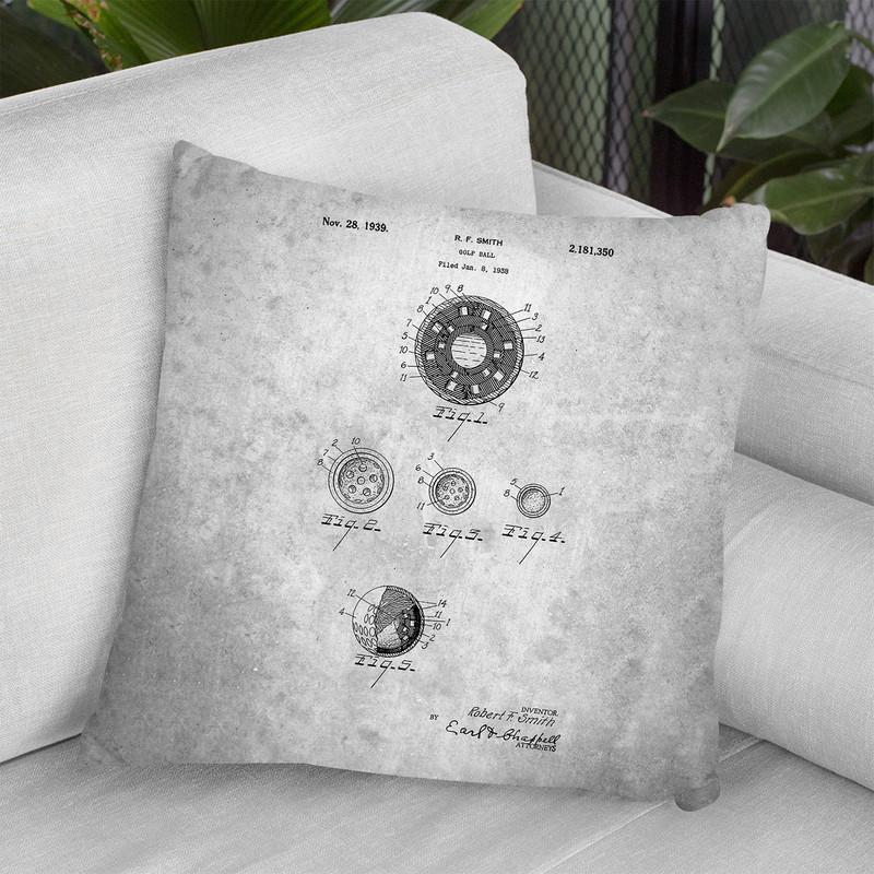 Golf Ball Blueprint Throw Pillow By Cole Borders - All About Vibe