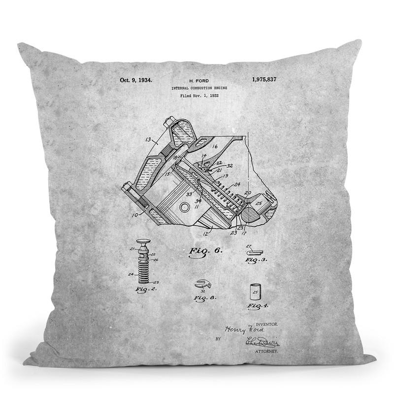 Engine Blueprint Throw Pillow By Cole Borders - All About Vibe
