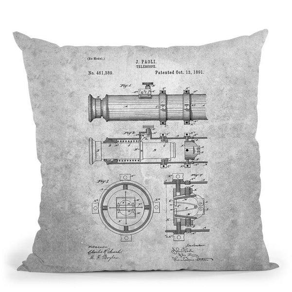 Telescope Blueprint Throw Pillow By Cole Borders - All About Vibe