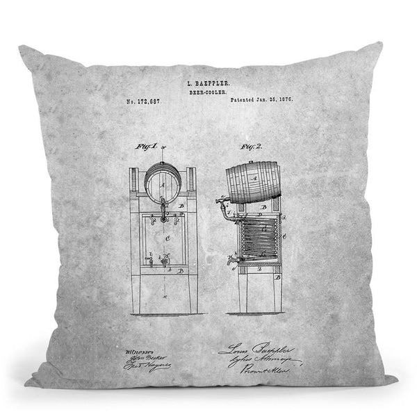 Beer Keg Blueprint Throw Pillow By Cole Borders - All About Vibe