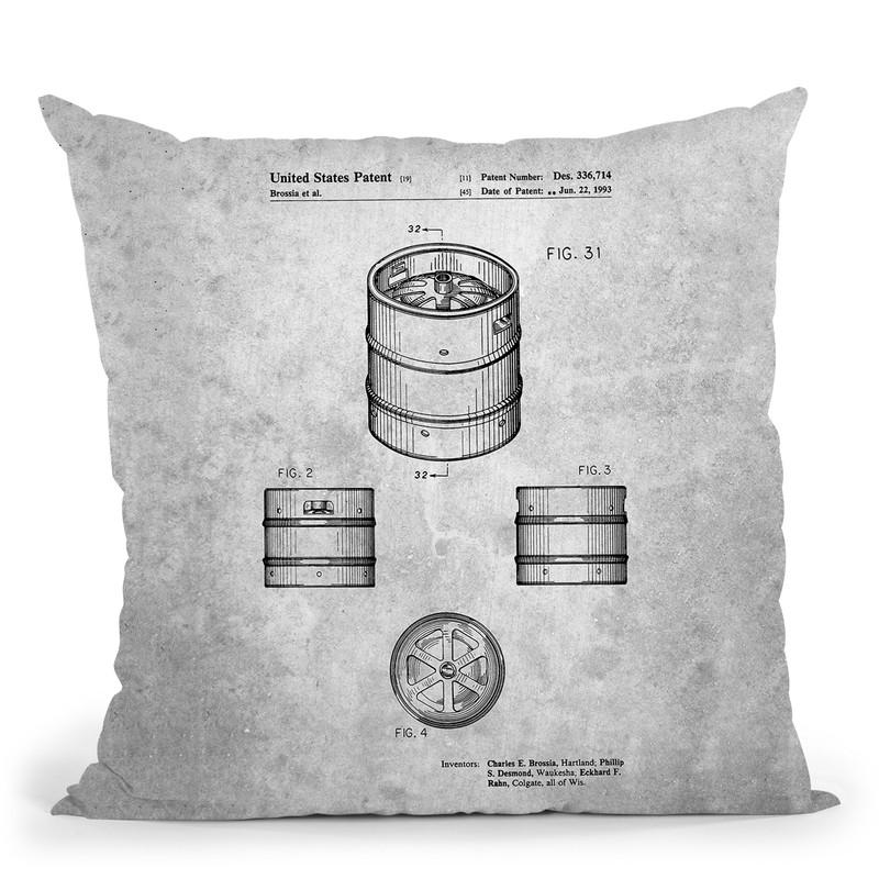 Beer Keg Blueprint I Throw Pillow By Cole Borders - All About Vibe