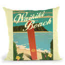 Waikiki Beach Throw Pillow By American Flat - All About Vibe