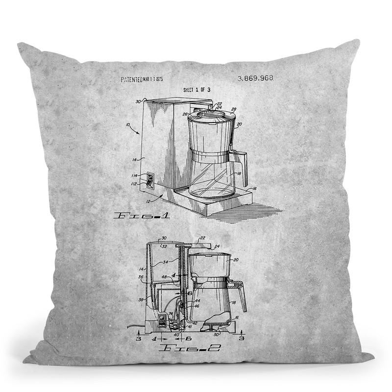 Coffee Maker Blueprint Throw Pillow By Cole Borders - All About Vibe