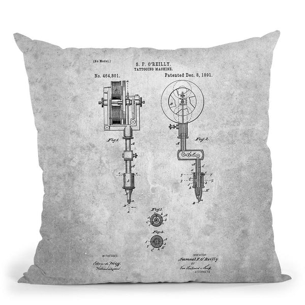 Tattooing Machine Blueprint Throw Pillow By Cole Borders - All About Vibe