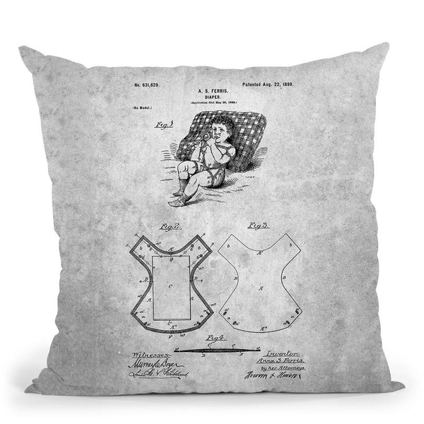 Diaper Blueprint Throw Pillow By Cole Borders - All About Vibe