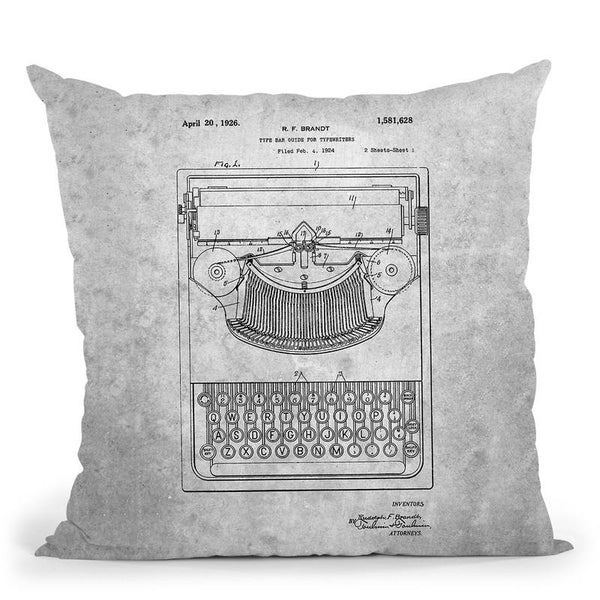 Typewriter Blueprint I Throw Pillow By Cole Borders - All About Vibe