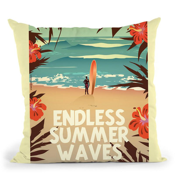 Endless Summer Waves Throw Pillow By American Flat - All About Vibe