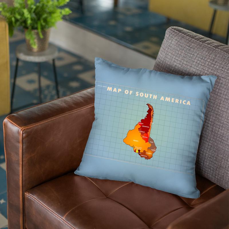 Upside Down South America Throw Pillow By American Flat - All About Vibe