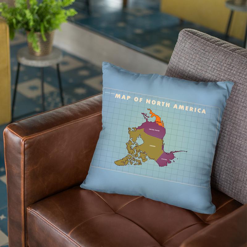Upside Down North America Throw Pillow By American Flat - All About Vibe