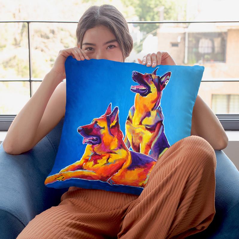 Erin & Eiko Throw Pillow By Dawgart - All About Vibe