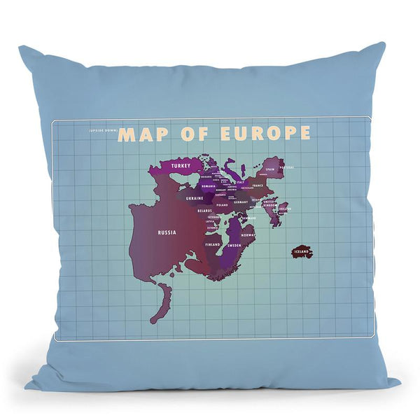 Upside Down Europe Throw Pillow By American Flat - All About Vibe