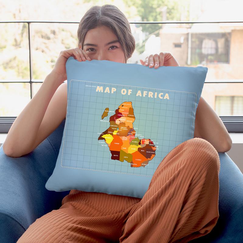 Upside Down Africa Throw Pillow By American Flat - All About Vibe