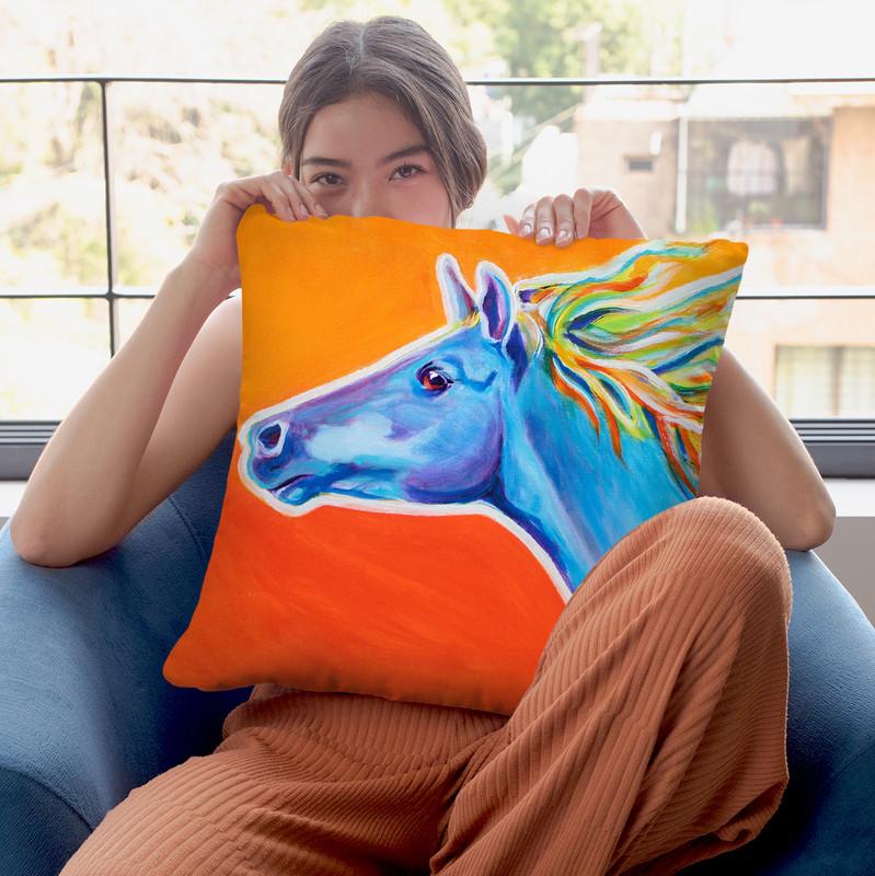 Horse Like The Wind Throw Pillow By Dawgart - All About Vibe