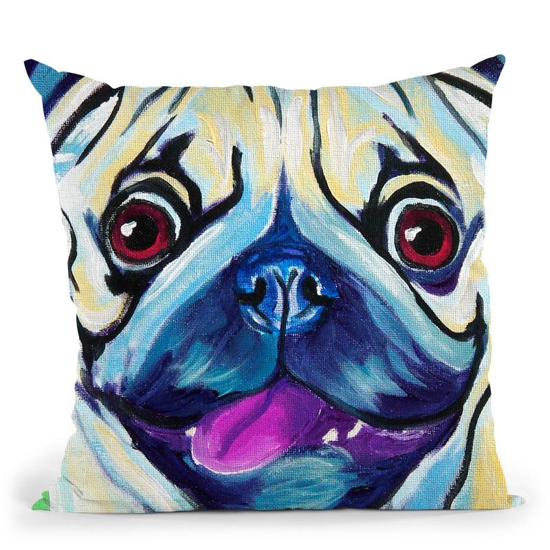 Pugilicious Throw Pillow By Dawgart - All About Vibe