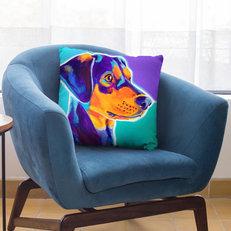 Black And Tan Charlie Throw Pillow By Dawgart - All About Vibe