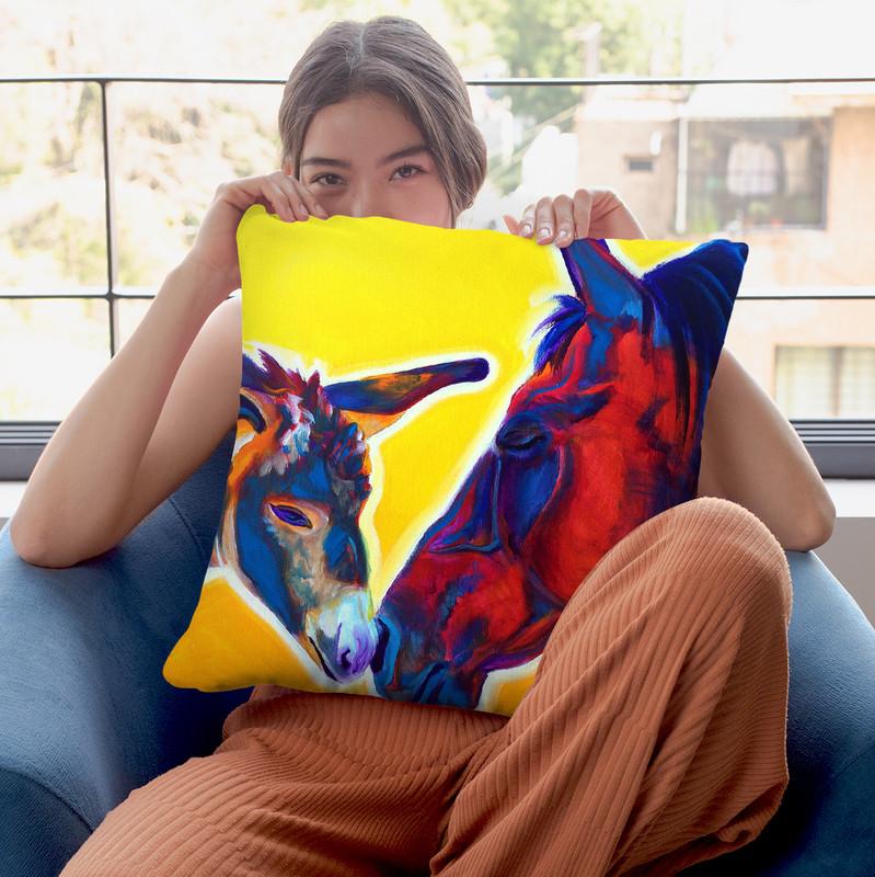 Horse Little Sister Throw Pillow By Dawgart - All About Vibe