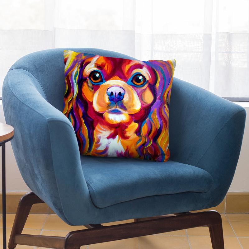 King Charles Spaniel Boonda Throw Pillow By Dawgart - All About Vibe