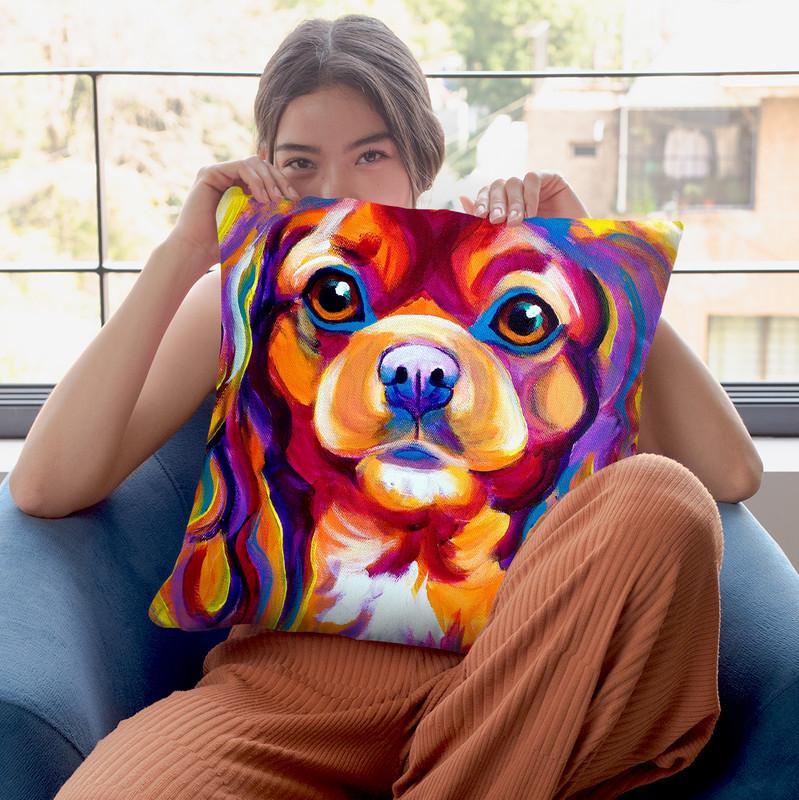 King Charles Spaniel Boonda Throw Pillow By Dawgart - All About Vibe